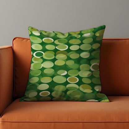 Green Polka Dot Cushion Cover, Playful Abstract Circle Pillow Case