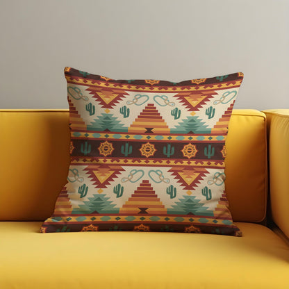 Southwestern Desert Cushion Cover, Cactus & Pyramid Pillow Case
