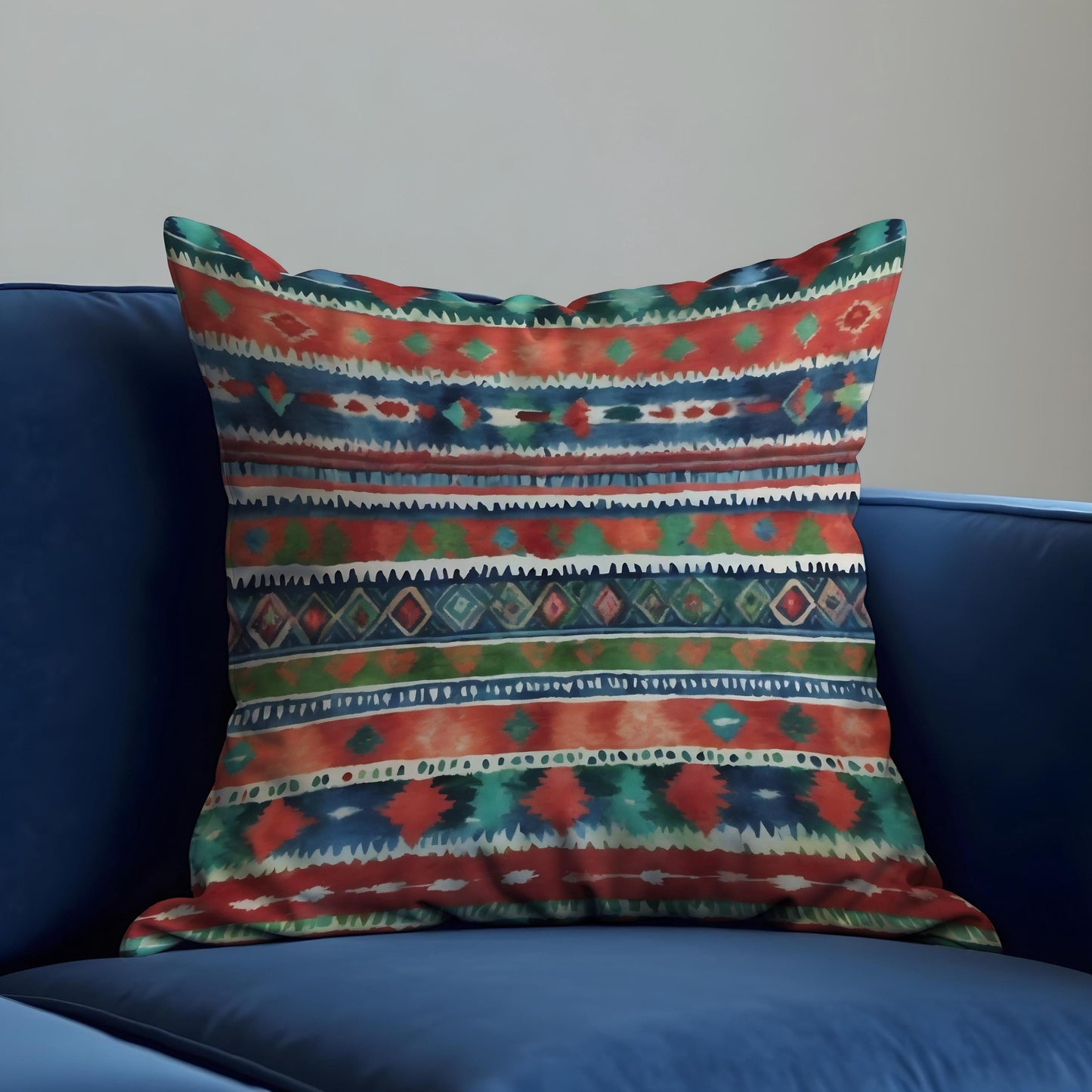 Boho Tribal Aztec Cushion Cover, Colorful Ethnic Print Pillow Case