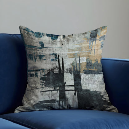 Abstract Cushion Cover, Black and Beige Brushstroke Design Pillow Case