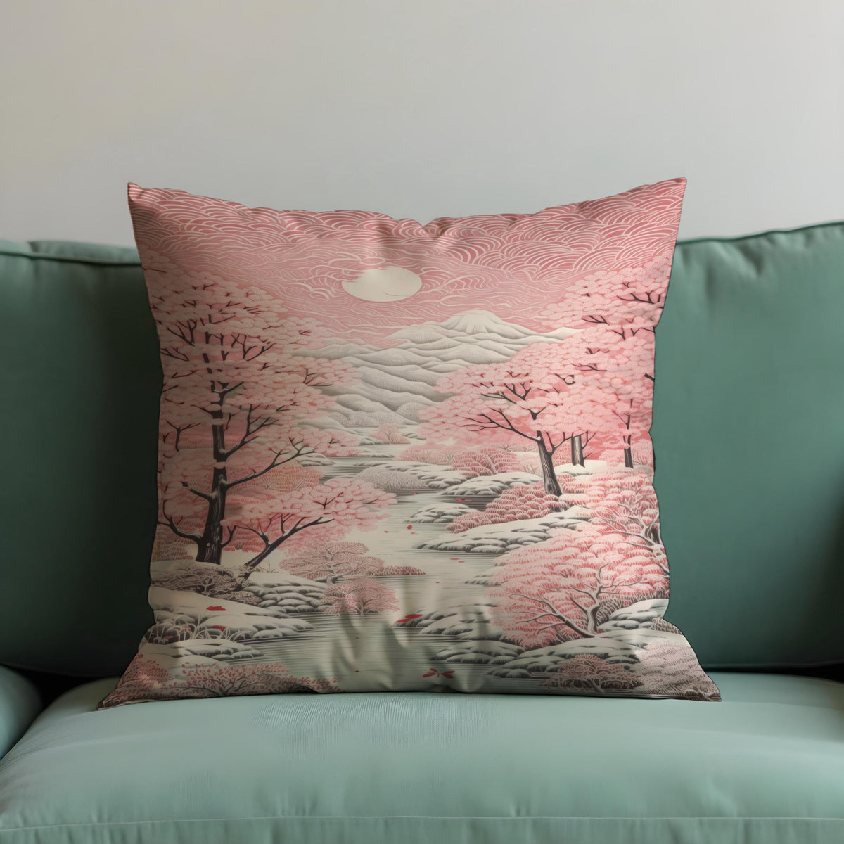 Cherry Blossom Cushion Cover, Japanese Throw Pillow Case
