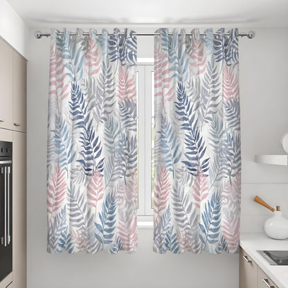 Pastel Fern Curtains, Soft Botanical Leaf Print Drapes