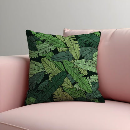 Tropical Banana Leaf Cushion Cover, Bold Green Jungle Pillow Cover