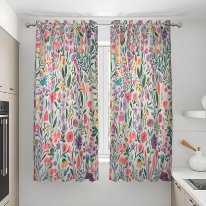 Colorful Wildflower Curtains, Boho Garden Floral Drapes