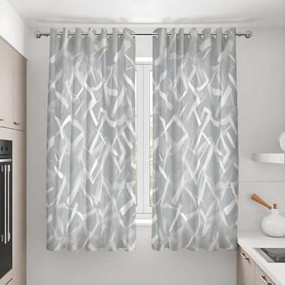 Grey Brush Pattern Curtains, Minimalist Geometric Drapes
