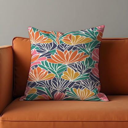 Vibrant Tropical Cushion Cover, Colorful Leaf & Petal Print Pillowcase