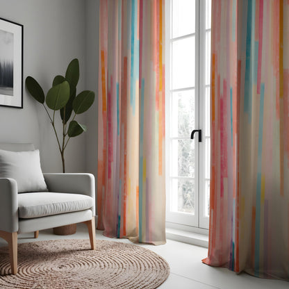 Rainbow Vertical Stripe Curtains, Modern Abstract Drapes