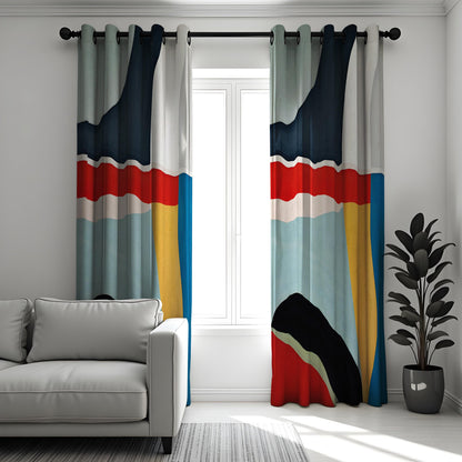 Modern Color Block Curtains, Bold Geometric Window Drapes