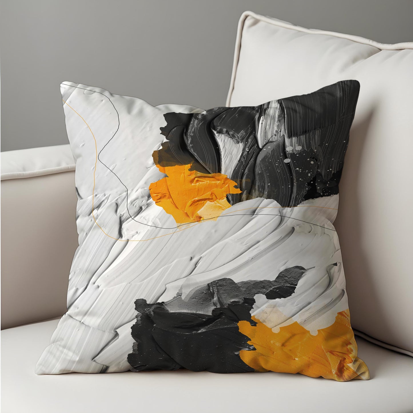 Monochrome Abstract Cushion Cover, Brushstroke Throw Pillow Cover