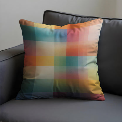 Rainbow Plaid Cushion Cover, Colorful Throw Pillow Case