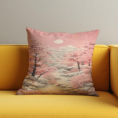 Cherry Blossom Cushion Cover, Japanese Throw Pillow Case
