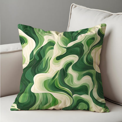 Green Marble Swirl Cushion Cover, Modern Abstract Throw Pillow Cover