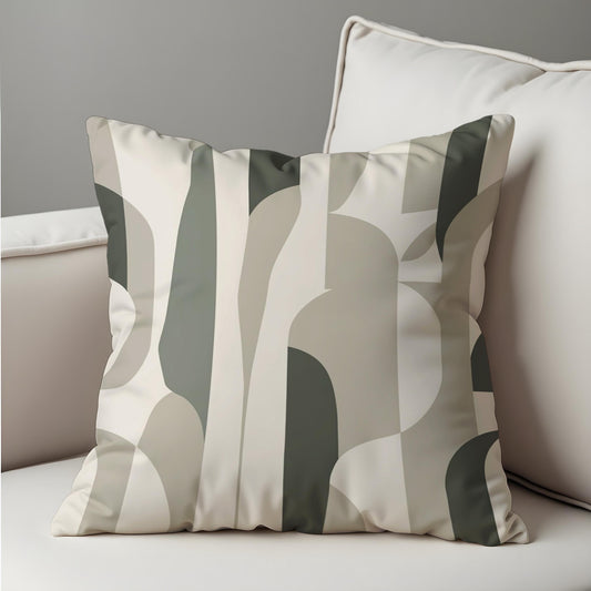 Beige Olive Abstract Cushion Cover, Neutral Pillow Case