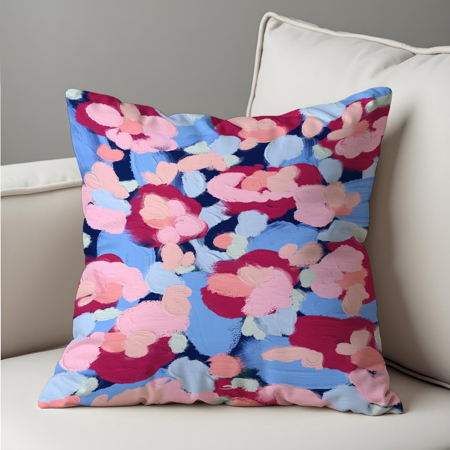 Abstract Floral Cushion Cover, Paint Effect Brushstroke Pillow Cover