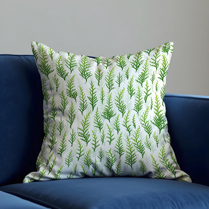 Green Botanical Cushion Cover, Watercolor Leaf Pattern Pillow Case