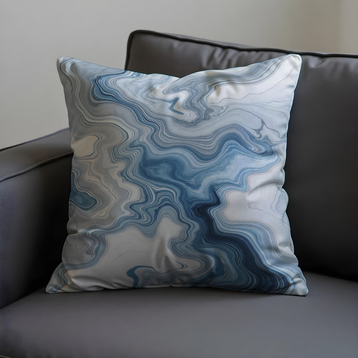 Blue Marble Cushion Cover, Abstract Swirl Pillow Case