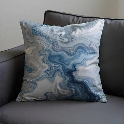 Blue Marble Cushion Cover, Abstract Swirl Pillow Case