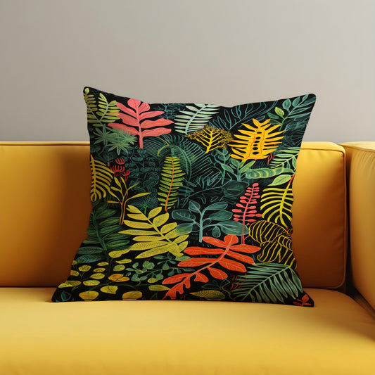 Tropical Fern Cushion Cover, Colorful Throw Pillow Case