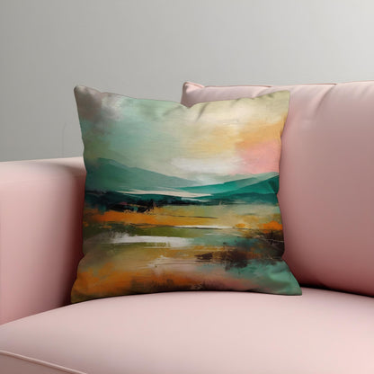 Abstract Landscape Cushion Cover, Scenic Nature Throw Pillow Case