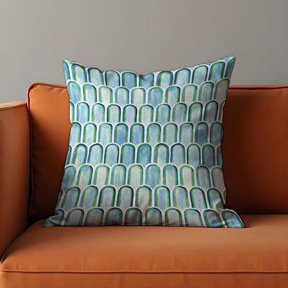 Blue and Green Arch Pattern Throw Pillow Cover, Cushion Case