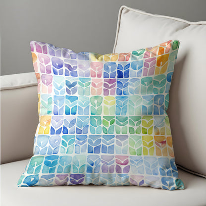 Colorful Geometric Cushion Cover, Watercolor Throw Pillow Case