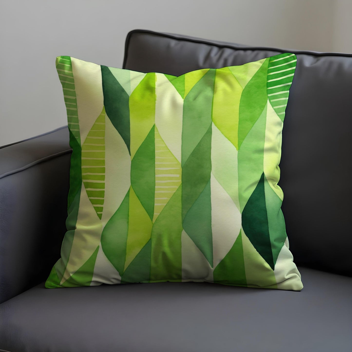 Fresh Green Gradient Cushion Cover, Abstract Leaf Pillow Case