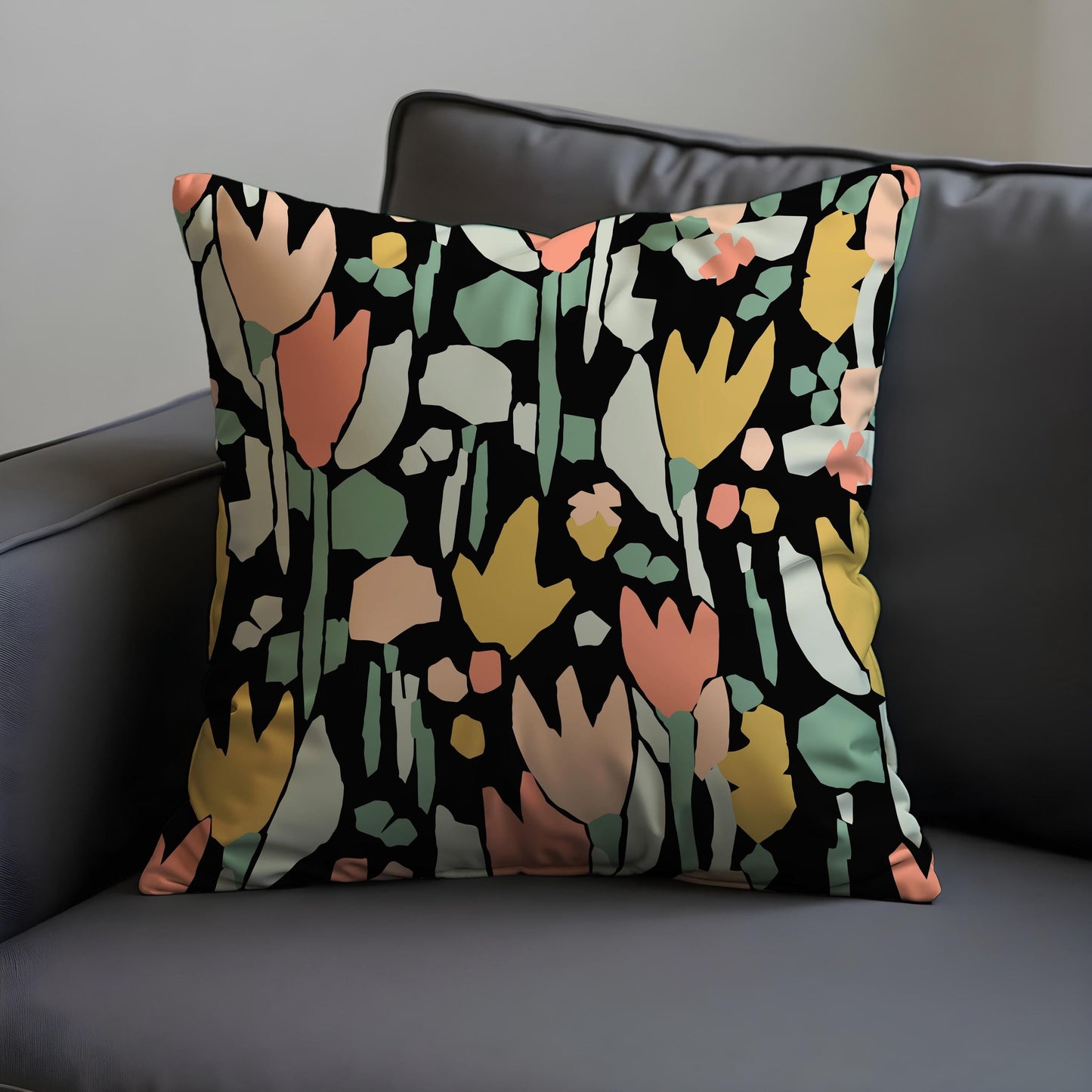 Bold Floral Cushion Cover, Modern Abstract Tulip Pillow Case