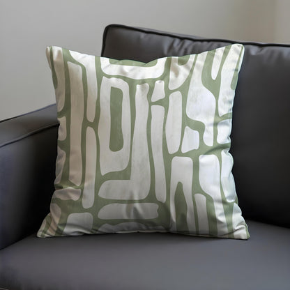Sage Green Abstract Cushion Cover, Organic Line Art Pillow Case