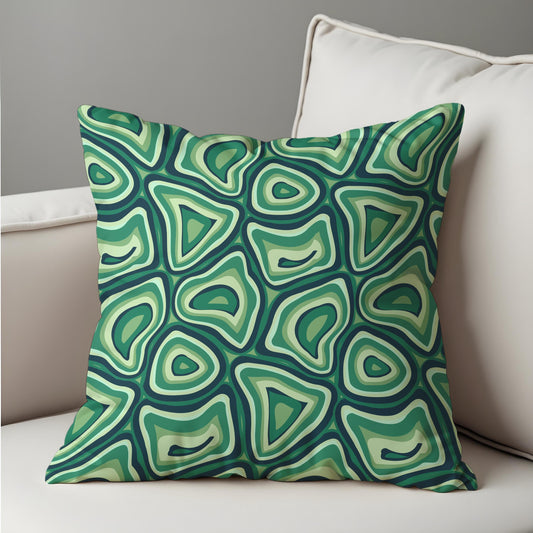 Retro Psychedelic Cushion Cover, Green Trippy Abstract Pillow Case