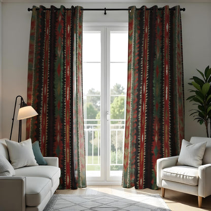 Southwestern Aztec Stripe Curtains, Rustic Lodge Drapes