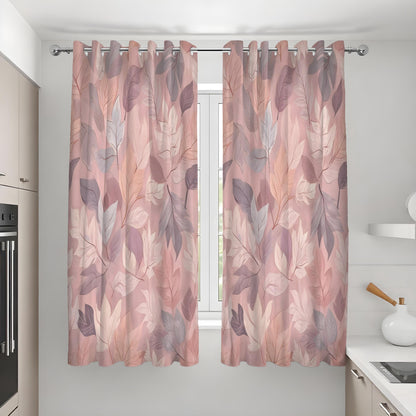 Dusty Pink Leaf Curtains, Soft Botanical Window Drapes