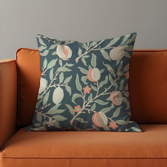 Classic Fruit Tree Cushion Cover, Botanical Pomegranate Pillow Cover