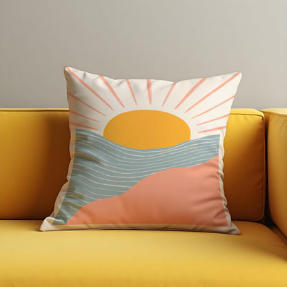 Sunrise Landscape Cushion Cover, Boho Throw Pillow Case