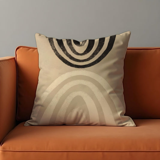 Modern Arch Cushion Cover, Beige & Black Abstract Throw Pillow Cover