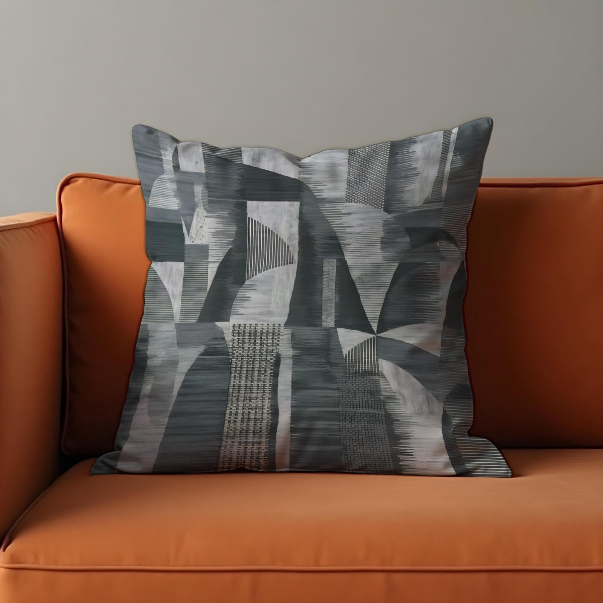 Grey Abstract Cushion Cover, Modern Geometric Throw Pillow Case