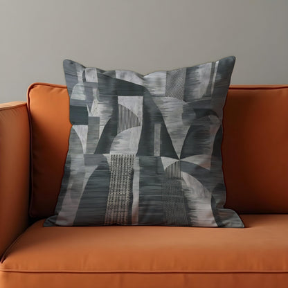 Grey Abstract Cushion Cover, Modern Geometric Throw Pillow Case