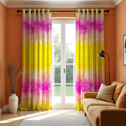 Yellow Pink Ombre Curtains, Watercolor Gradient Drapes