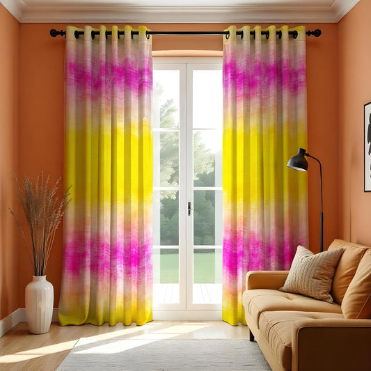 Yellow Pink Ombre Curtains, Watercolor Gradient Drapes