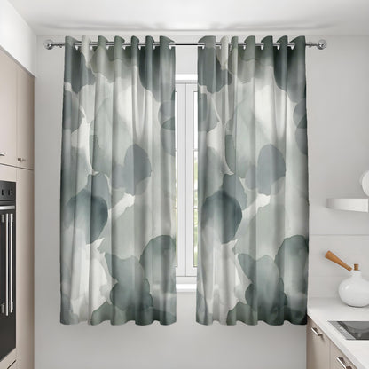 Grey Watercolor Abstract Curtains, Neutral Minimalist Drapes