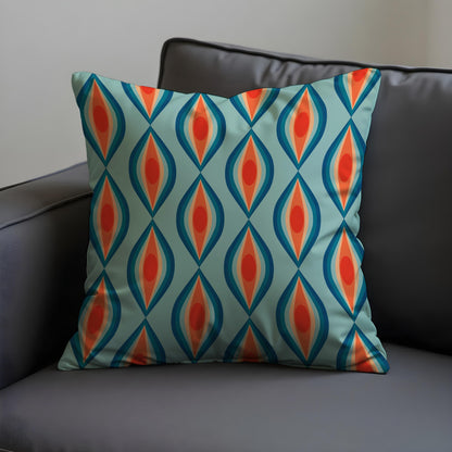 Retro Cushion Cover, Teal & Orange Geometric Pattern Pillow Case