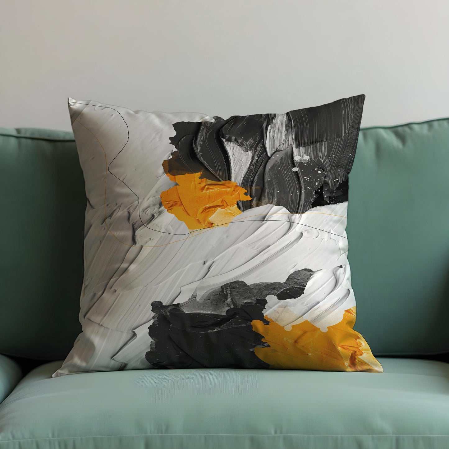 Monochrome Abstract Cushion Cover, Brushstroke Throw Pillow Cover