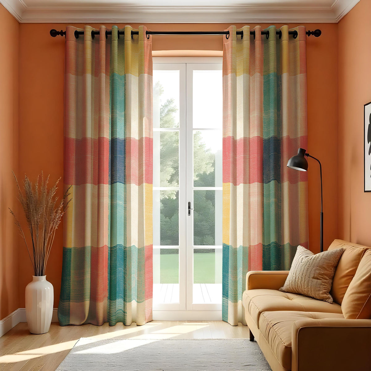 Warm Multicolor Striped Curtains, Boho Made to Measure Drapes