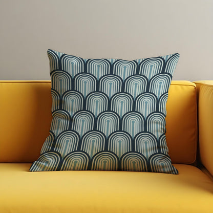 Mid Century Blue Cushion Cover, Geometric Pillow Case
