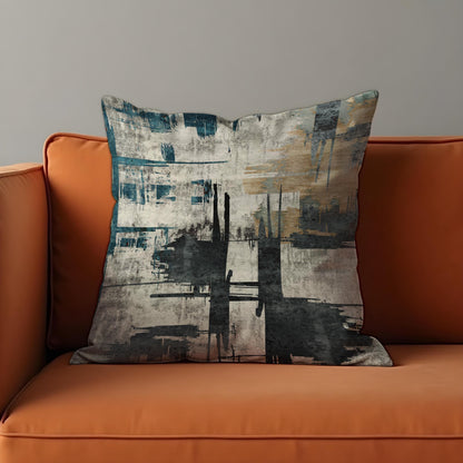 Abstract Cushion Cover, Black and Beige Brushstroke Design Pillow Case