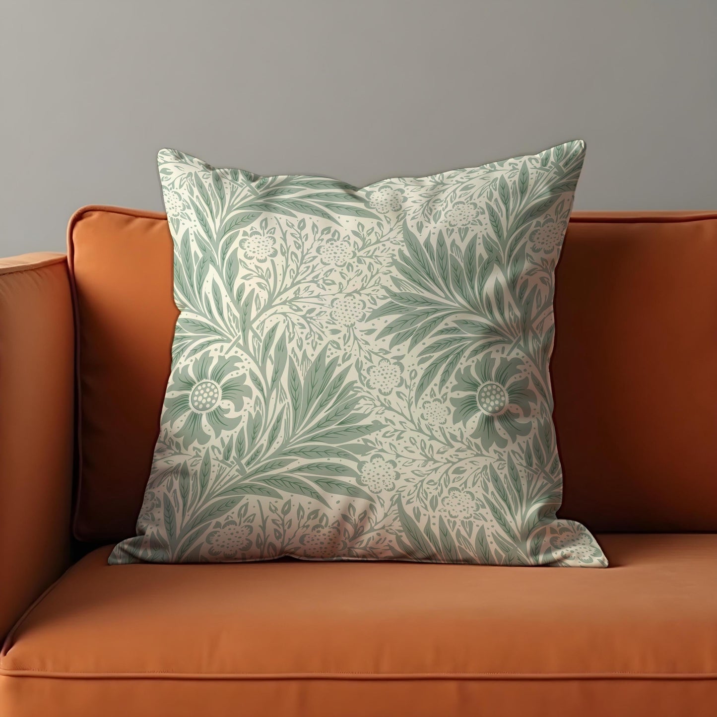 Sage Green Floral Cushion Cover, Farmhouse Botanical Throw Pillow Case