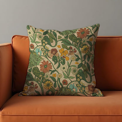 Classic Botanical Pillow Cover, Earthy Floral Print Cushion Cover