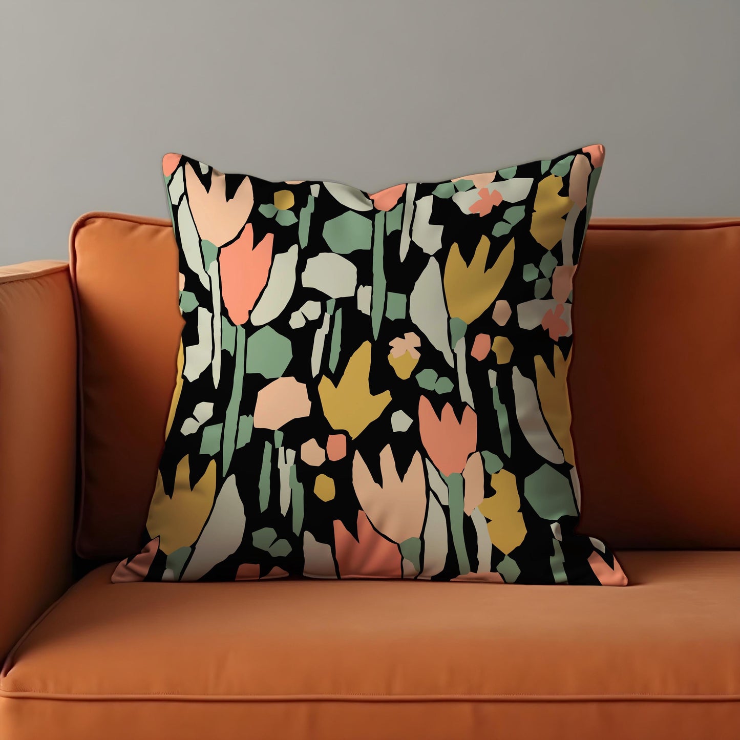 Bold Floral Cushion Cover, Modern Abstract Tulip Pillow Case