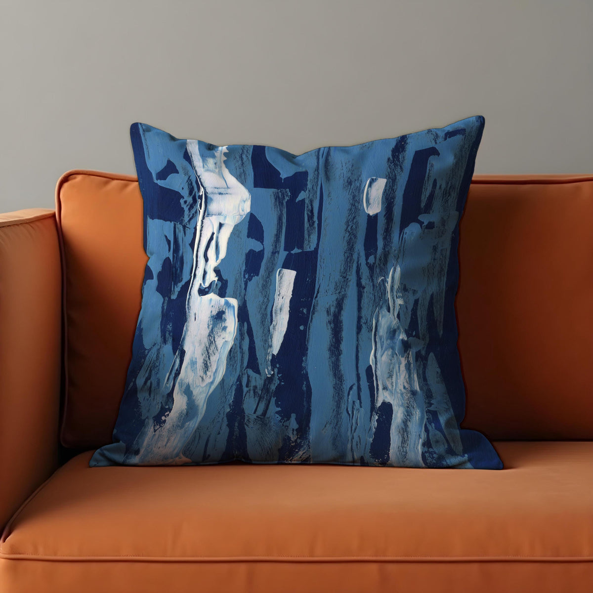 Blue Marble Effect Cushion Cover, Abstract Pillow Case