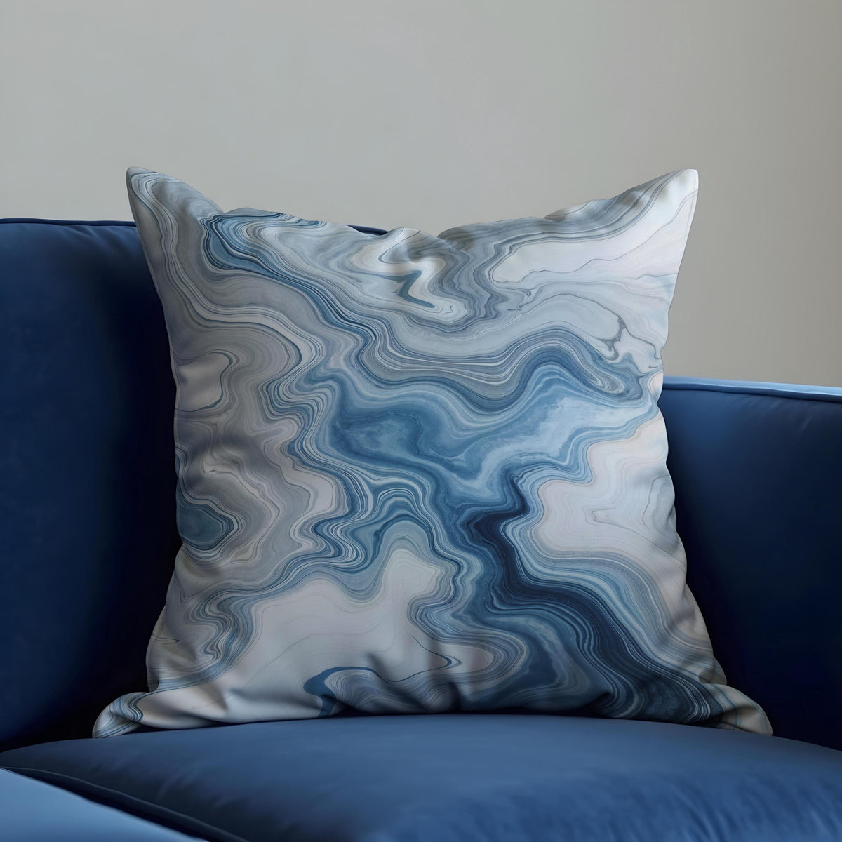Blue Marble Cushion Cover, Abstract Swirl Pillow Case