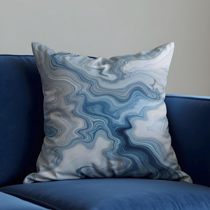 Blue Marble Cushion Cover, Abstract Swirl Pillow Case